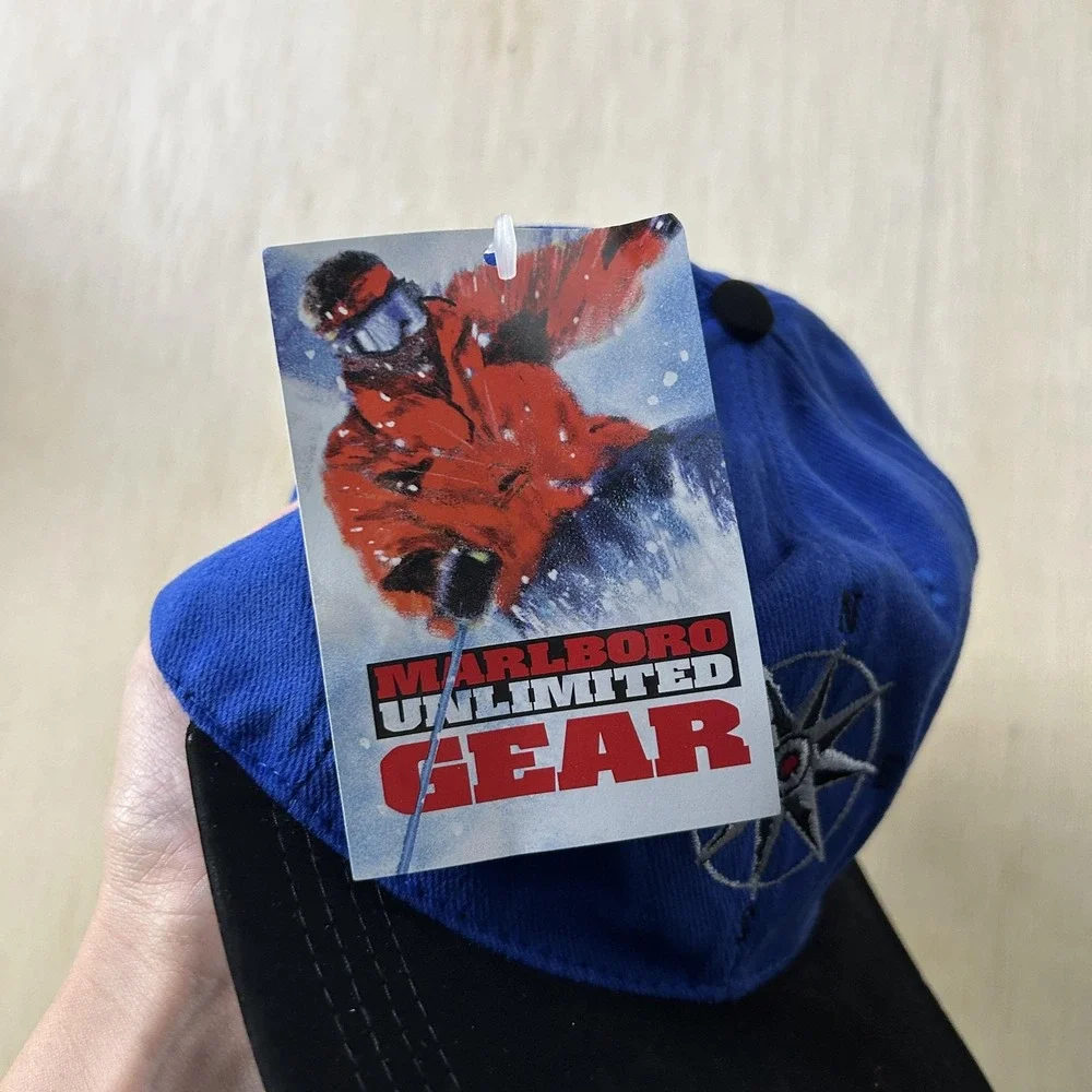 Vintage Marlboro Hat Cap Strap Back Mens One Size Blue Compass Ski Gear Outdoor